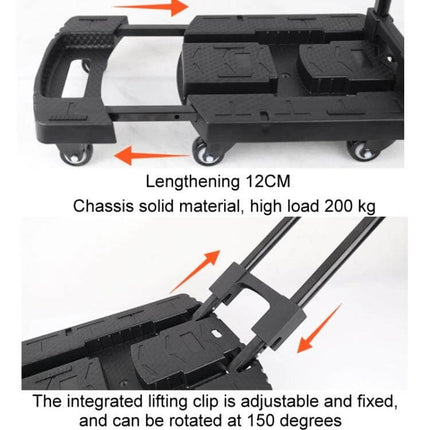 Folding Hand Trolley Turtle Cart For Luggage Compact - foldable cart with 12cm extendable base, durable chassis supports 200 kg, adjustable handle