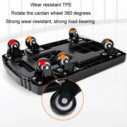 Folding Hand Trolley Turtle Cart For Luggage Compact - black foldable base with 6 swivel TPE wheels, extends base plate, 200kg load capacity