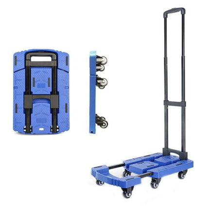 Folding Hand Trolley Turtle Cart For Luggage Compact - blue foldable luggage cart with extendable base plate and telescopic handle supporting heavy loads