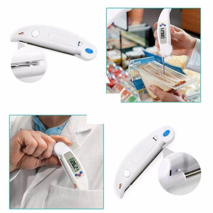 Folding Meat Thermometer For Kitchen Use Everyday Cooking compact foldable digital meat thermometer with stainless steel probe for grilling and roasting