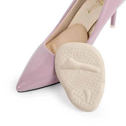 Forefoot Pad For High Heels Non Slip Insole For Everyday Wear - beige gel velvet forefoot cushion in pink high heel