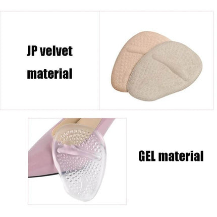 Forefoot Pad For High Heels Non Slip Insole For Everyday Wear - JP velvet gel forefoot cushions, moisture-wicking non-slip pads for high heels