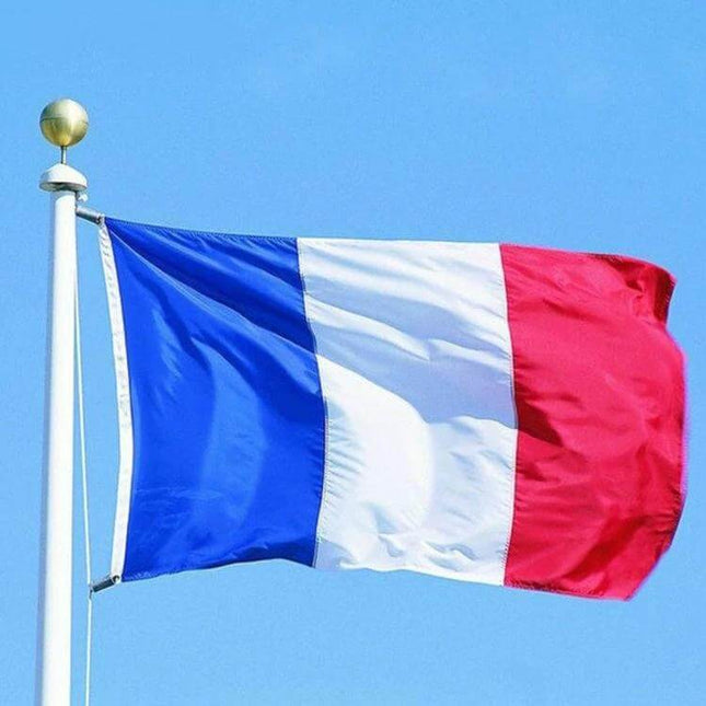 French Flag 150x90 cm for Home Display, Everyday Use Polyester - polyester tricolor flag on pole for indoor home, classroom or office decor