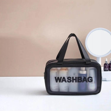 Frosted Translucent Waterproof Storage Bags 2 Pack For Travel black frosted zipper washbag holding toiletries