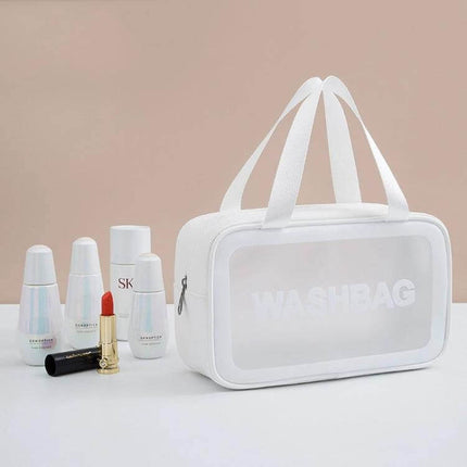 Frosted Translucent Waterproof Storage Bags 2 Pack For Travel white frosted toiletry washbag with zipper and travel cosmetics