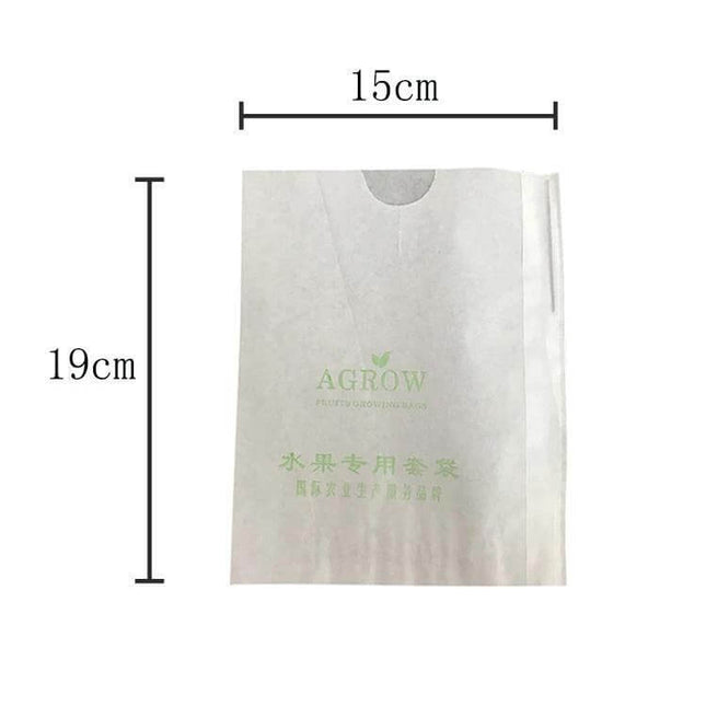 Fruit Protective Bags 15x19/16x20/17x21 cm, 100 Pack - white water-repellent fruit storage bag 15x19 cm with AGROW logo