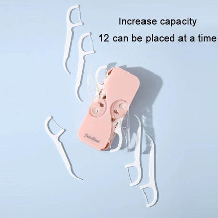 FukuBook Portable Mini Floss Box With Auto Opening And Closing For Daily Use - pink compact TPR+ABS dispenser holds up to 12 floss picks