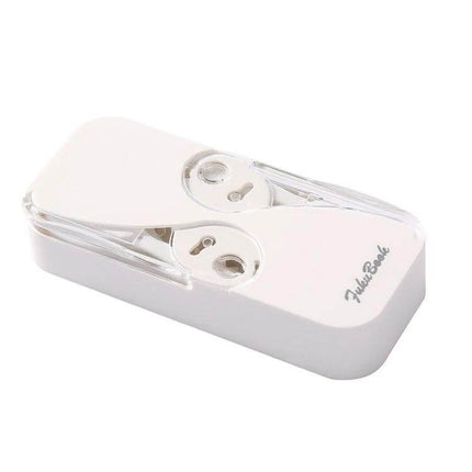 FukuBook Portable Mini Floss Box With Auto Opening And Closing For Daily Use compact white TPR ABS dispenser holds up to 12 floss picks, one-handed travel-ready