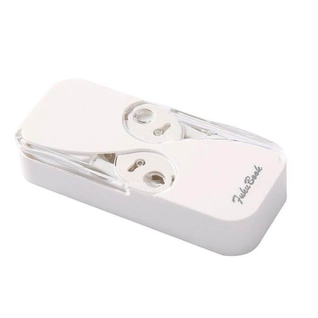 FukuBook Portable Mini Floss Box With Auto Opening And Closing For Daily Use compact white TPR ABS dispenser holds up to 12 floss picks, one-handed travel-ready