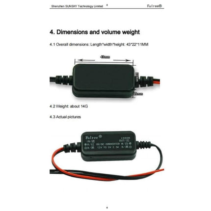 Fulree Ultra-Thin Vehicle DC Power Converter, 12V To Multiple Voltages compact 11mm DC-DC converter for dashboards sensors and small electronics