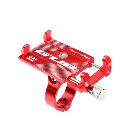 G-81 Bicycle Phone Mount 55-100mm Clamp for Navigation red all-aluminum handlebar phone holder, horizontal or vertical view