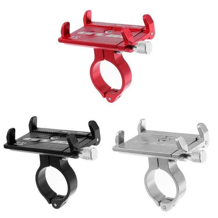G-81 Bicycle Phone Mount 55-100mm Clamp for Navigation in red black and silver, all-aluminum handlebar phone holder for horizontal or vertical use