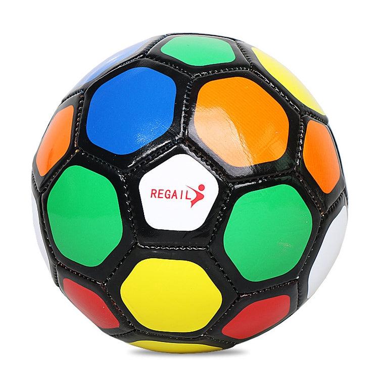 Balón de fútbol de cuero sintético colorido para niños con inflador - REGAIL No. 2 Diseño resistente al desgaste para jardín de infantes