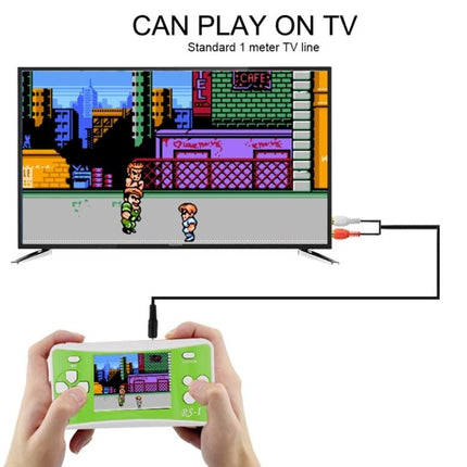 Portable Retro Handheld Game Console with Built-in Classic Games connected to TV showing retro beat-em-up on 2.5-inch color screen