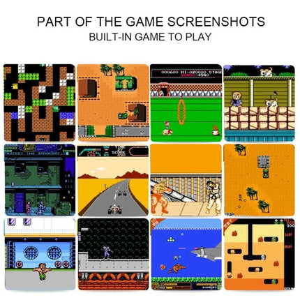 Portable Retro Handheld Game Console with Built-in Classic Games showing 12 retro game screenshots on a 2.5-inch color display