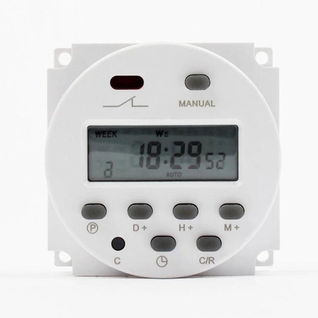Digital LCD Timer Switch for Daily Scheduling Programs - white programmable weekly timer with LCD display and control buttons