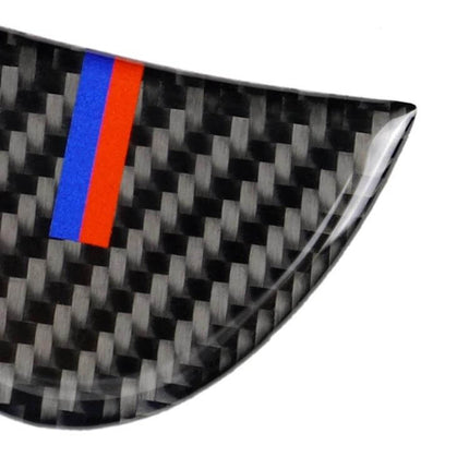 Carbon Fiber Decorative Sticker for BMW Mini Steering Wheel in Red and Blue, close-up of carbon fiber texture with red and blue stripes