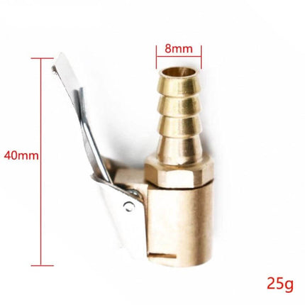Copper 8mm Air Chuck Connector for Car Tire Inflation Tools - brass 40mm barbed hose fitting with lever, leak‑proof tire inflator accessory