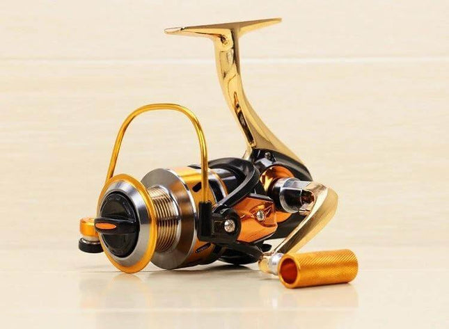 Gapless All Metal Reel For Everyday Freshwater Fishing - gold all-metal spinning reel with balanced rotor for lakes and rivers