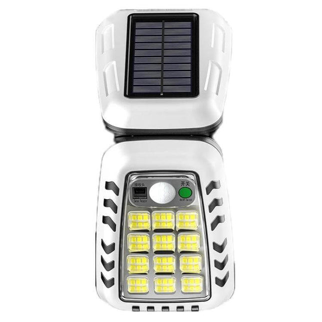 Garden Remote Control Solar Lights For Outdoor Use - white ABS 126-LED solar wall light with remote, sensor, lithium battery for patio and corridor