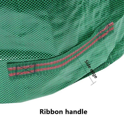Garden Waste Bag Green For Yard Leaves And Debris Outdoor Use - close-up of green PP 150GSM ribbon handle and reinforced seam, 132 gallon capacity