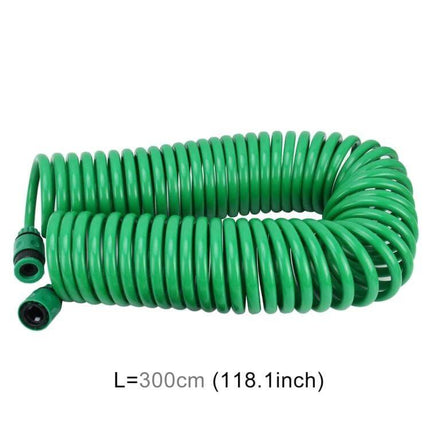Garden Watering Telescopic Hose 30m With Connector coiled green spiral hose for lawns and flower beds, compact retractable design