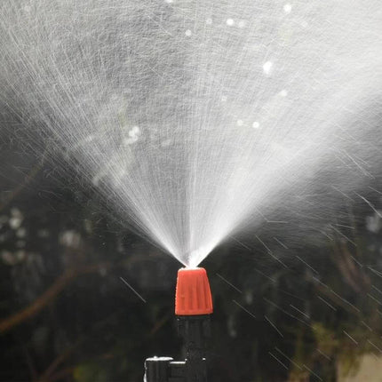 Gardening Drip Irrigation Accessories Orange Spray Head spraying micro-mist over seedling trays for even watering
