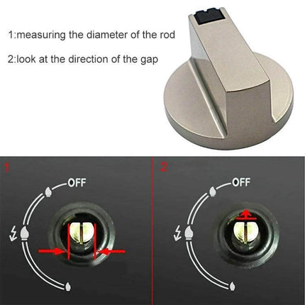 Gas Stove Knob Switch 6mm Shaft For Home Kitchen Use metal replacement knob showing 6mm shaft alignment and gap direction instructions