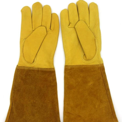 Genuine Leather Stab-Resistant Garden Gloves For Pruning And Yard Work with sheepskin palm and cowhide cuff
