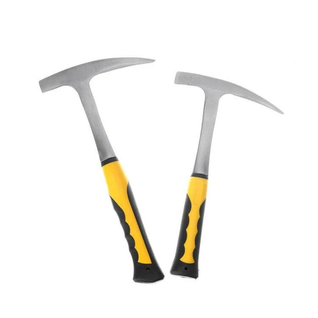 Geological Exploration Tool Pointed Arc Hammer For Field Use with yellow rubber-coated non-slip handle and hardened 45 steel head