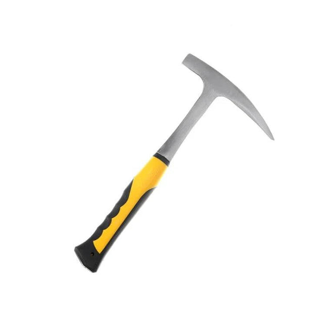 Geological Exploration Tool Pointed Arc Hammer For Field Use with rubber-coated yellow non-slip handle and 45 steel pointed arc head