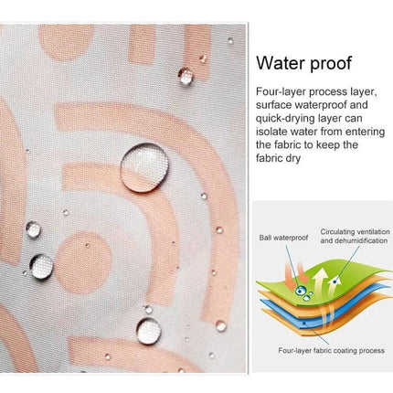 Geometric Shower Curtain 180x200 cm for Everyday Bath showing waterproof polyester fabric with water droplets and four-layer coating