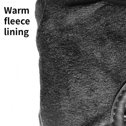 Ghost Racing Winter Velvet Warm Motorcycle Riding Gloves close-up of warm fleece velvet lining and sheepskin leather cuff