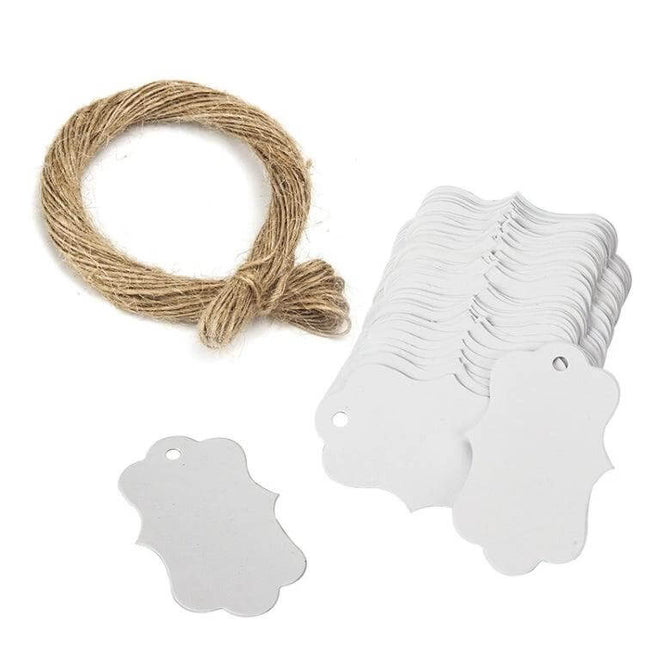 Gift Packaging Tags With Twine, 100 Pcs Pack, Assorted Colors - kraft vintage edge tags with 20m jute twine for gift labeling