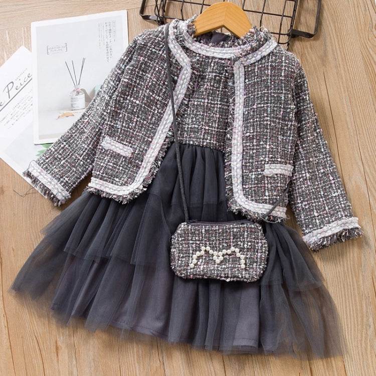 Girls Little Fragrance Princess Dress Three-piece Suit 100 110 120 130 140 Elegant Set for Young Fashionistas