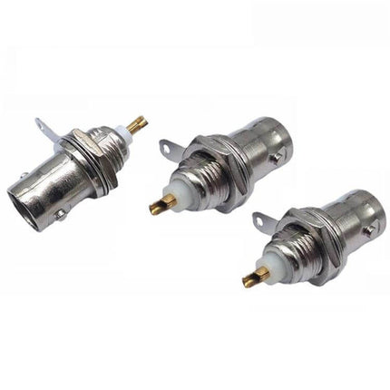 Gold Plated BNC Female Socket for Oscilloscope Three Pack - gold-plated contacts, zinc alloy panel-mount BNC female sockets for oscilloscope replacements