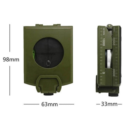 GoldGood Pocket Prismatic Compass For Outdoor Navigation With Luminous Display compact green metal pocket compass showing front and side dimensions
