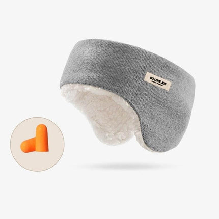 Golovejoy Beige Winter Warm Earmuffs Set With Earplugs And Sleep Mask - beige fleece earmuffs with orange earplugs for travel and sleep