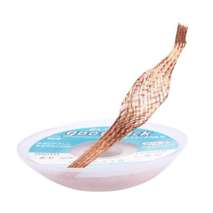 Goot Desoldering Wick 2.5mm Width, 1.5m Length For Repairs - copper braid spool for PCB solder removal and rework