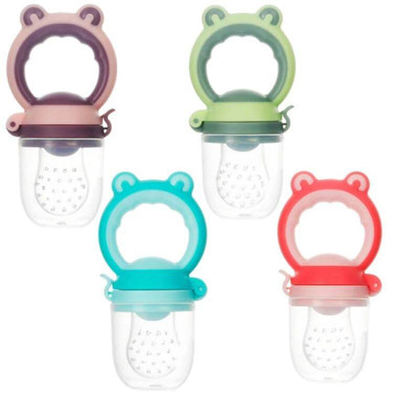 Baby Fruit And Veggie Bite Bag Green For Easy Self Feeding - green silicone ring handle with sealed dust cover and safety lock