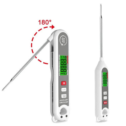 GVDA Foldable Digital Thermometer For Food Pocket Sized folding probe with LCD display showing temperature for grilling, baking, and food safety