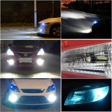 H11 Front Fog Light Bulbs 2 Pack White For Cars Everyday Replacement - bright white H11 fog bulbs showing beam pattern and close-up