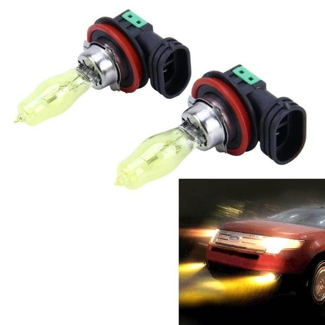 H11 HOD Halogen Bulbs 2-Pack Yellow Light For Car Headlights - xenon gas yellow replacement bulbs for improved all-weather visibility