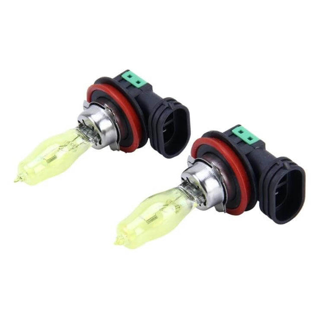 H11 HOD Halogen Bulbs 2-Pack Yellow Light For Car Headlights - two yellow xenon-style H11 replacement bulbs for improved wet-weather visibility
