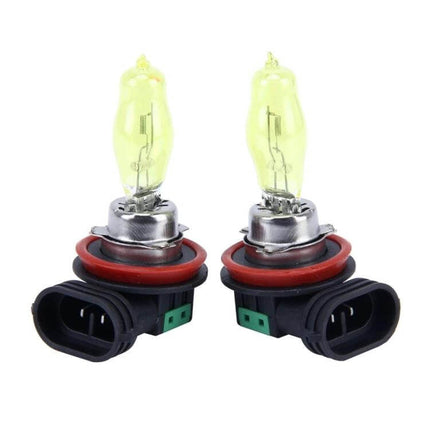 H11 HOD Halogen Bulbs 2-Pack Yellow Light For Car Headlights - pair of yellow xenon-style H11 bulbs for improved rain and night visibility