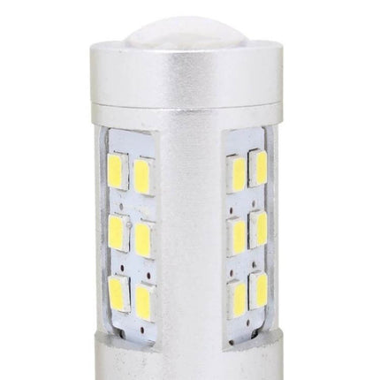 H4 Car Headlight Bulb, 21 LED, Bright White Light For All Cars - close-up of silver LED bulb with 21 chips for plug-and-play headlight upgrade