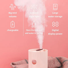 Compact Ultrasonic USB Humidifier and Aroma Diffuser with LED Light