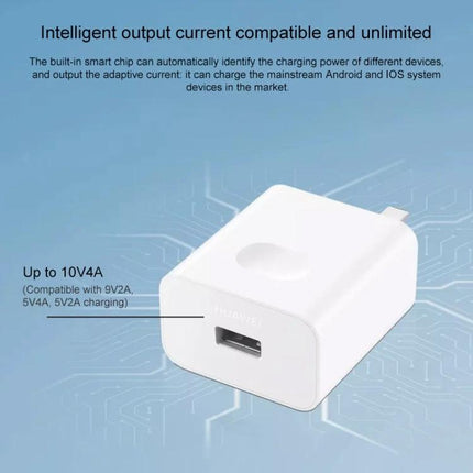 Essential Huawei Wall Charger for Daily Mobile Device Use — white 40W USB wall charger for fast everyday phone charging, compact travel adapter