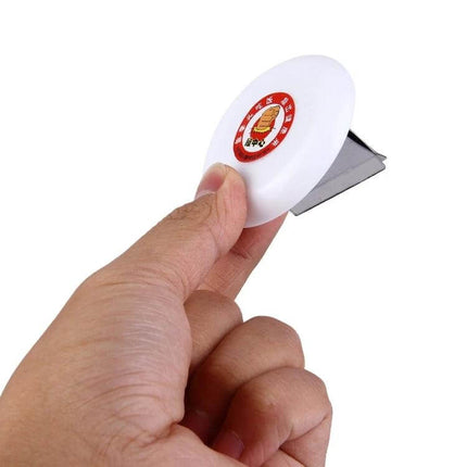 Creative MEIYA Cutting Booster Knife Cap For Safe Hard Food Cutting - white ABS hand guard with stainless steel plate held between fingers