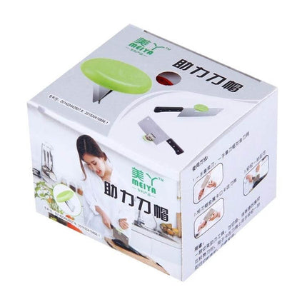 Creative MEIYA Cutting Booster Knife Cap For Safe Hard Food Cutting - green ABS hand guard with stainless steel plate, 5.5cm diameter, lightweight 39g
